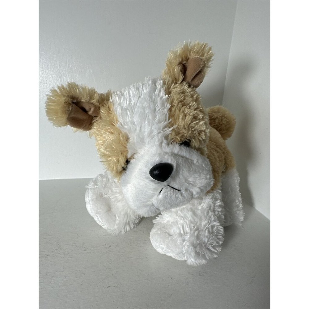 2016 Aurora Tan White Puppy Dog Plush 13" Realistic Stuffed Animal